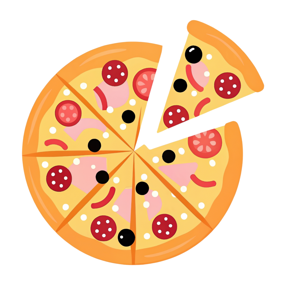 Delicious pizza topped with pepperoni, olives, and cheese slices png