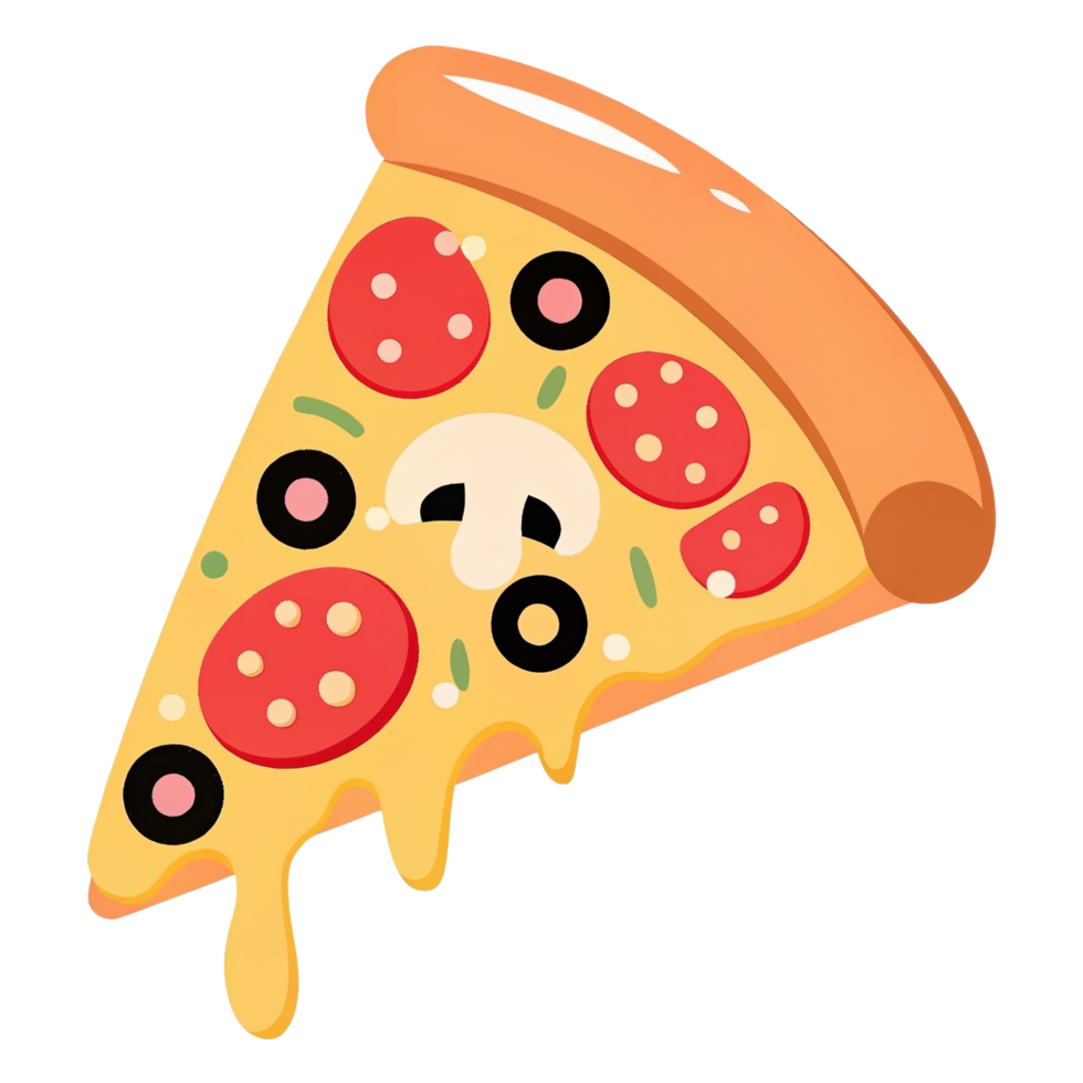 Delicious pizza slice with cheese, pepperoni, and mushrooms png
