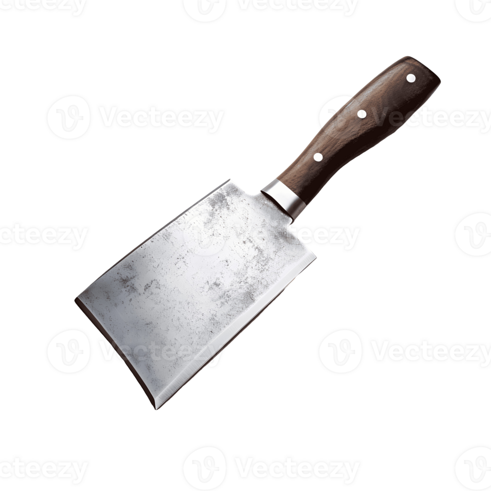 Rustic Cleaver Knife with Wooden Handle Isolated On A Transparent Background png