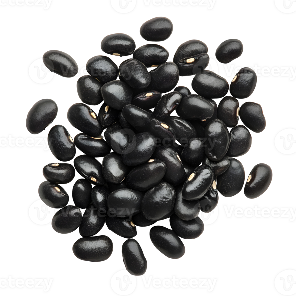 Pile of Glossy Black Beans Isolated On A Transparent Background png
