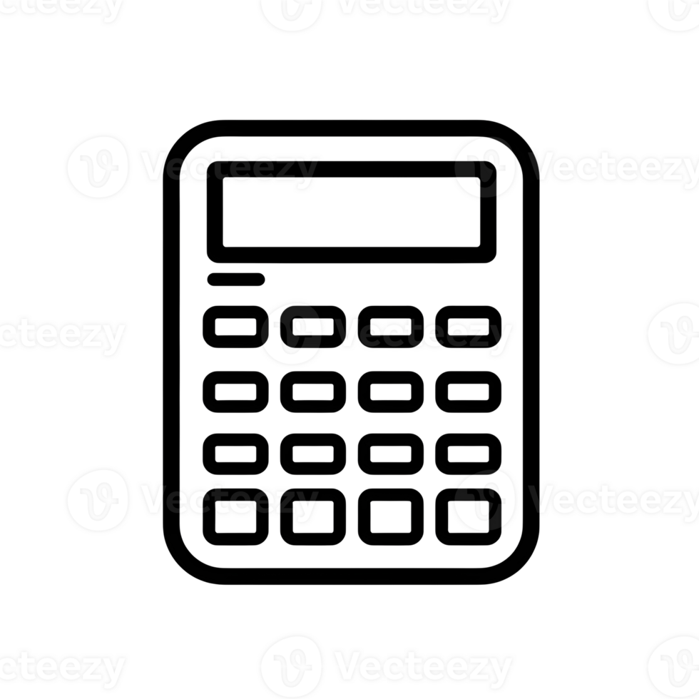 Calculator Black Outline Icon on Transparent Background png