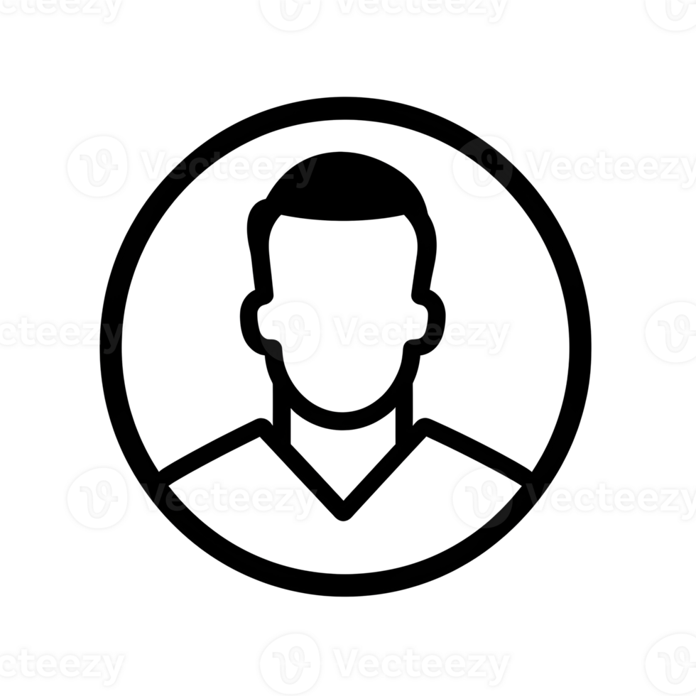 User Profile Black Outline Icon on Transparent Background png