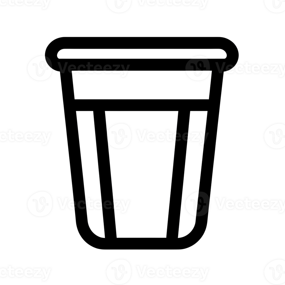 Trash Can Black Outline Icon on Transparent Background png