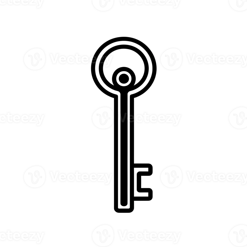 Key Black Outline Icon on Transparent Background png