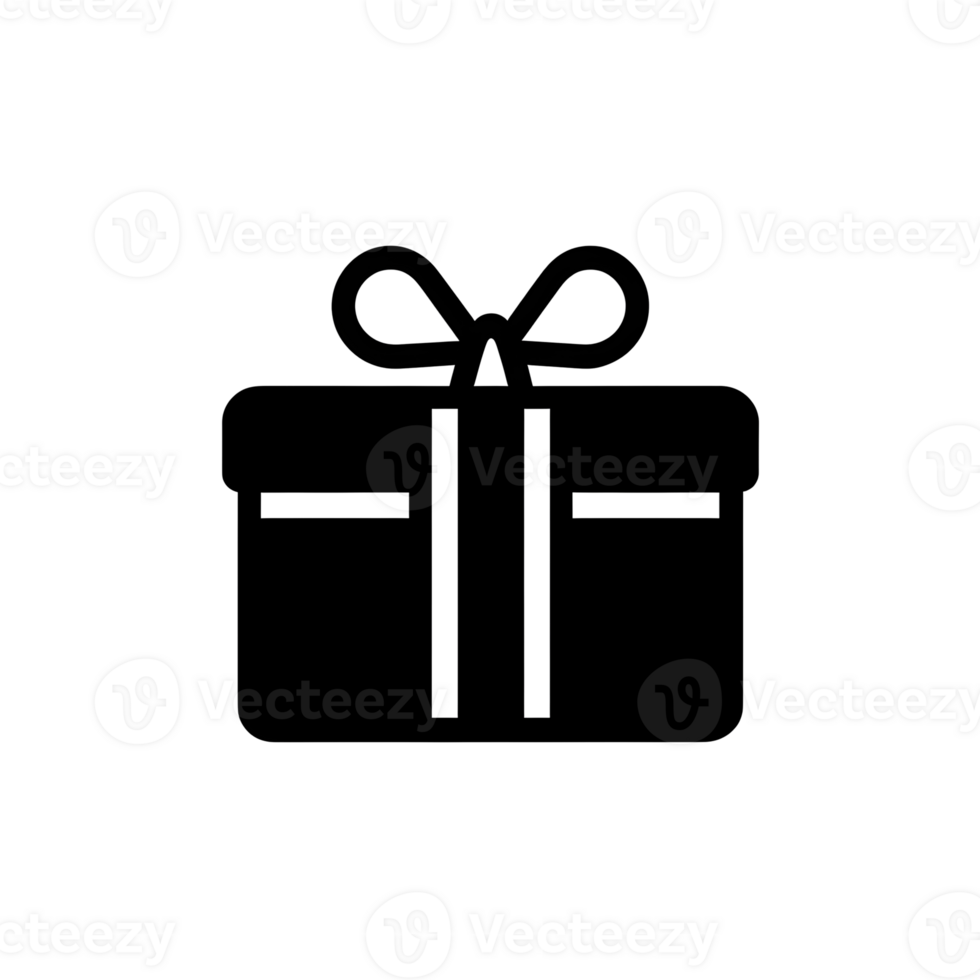 Gift Box Black Outline Icon on Transparent Background png