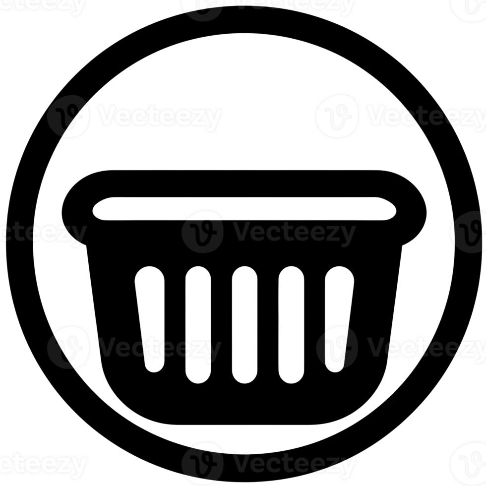 Shopping Basket Black Outline Icon on Transparent Background png