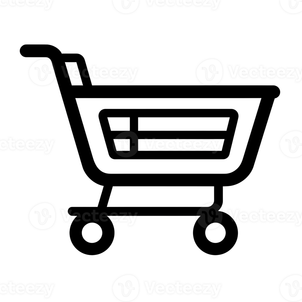 Shopping Cart System Black Outline Icon on Transparent Background png