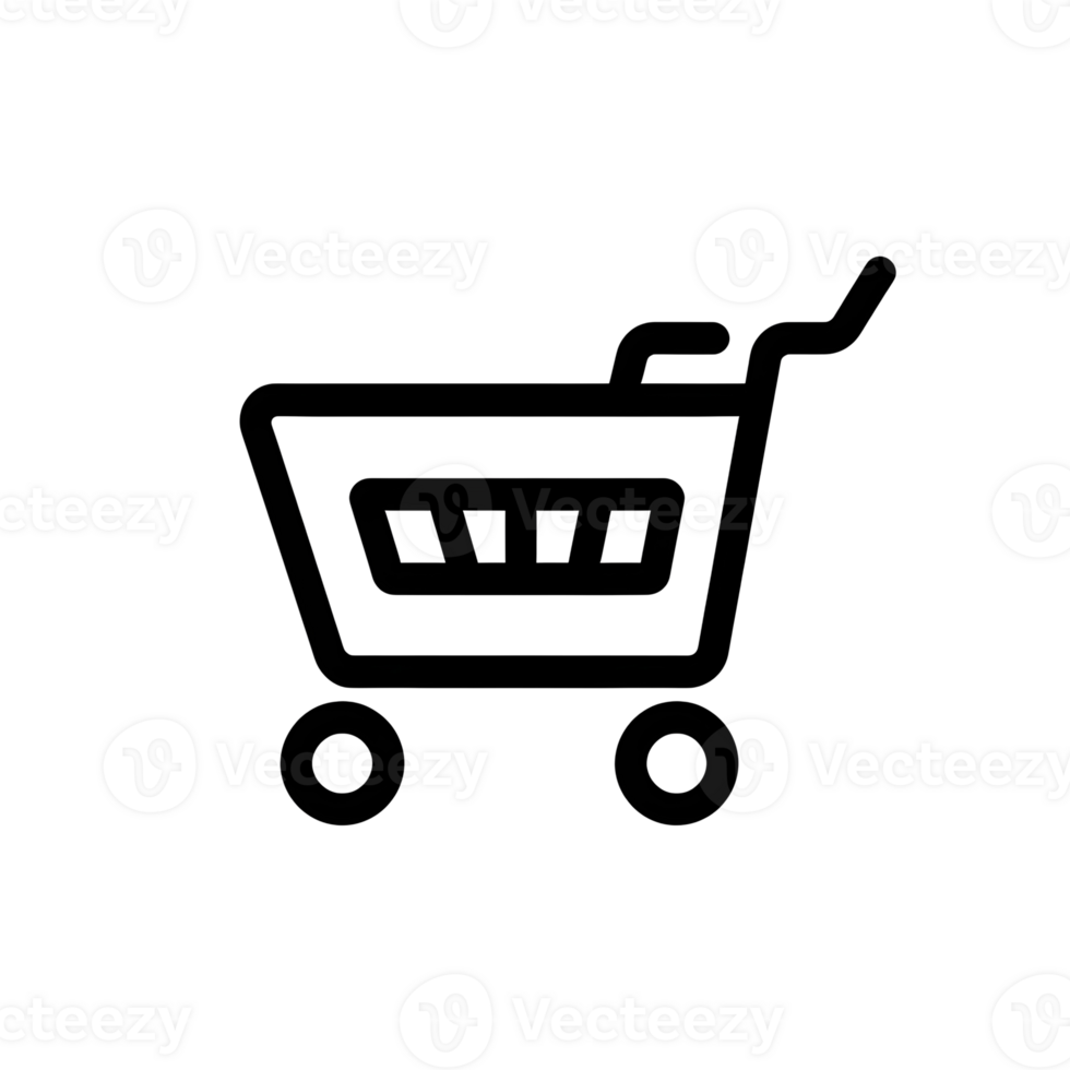 Shopping Cart Black Outline Icon on Transparent Background png