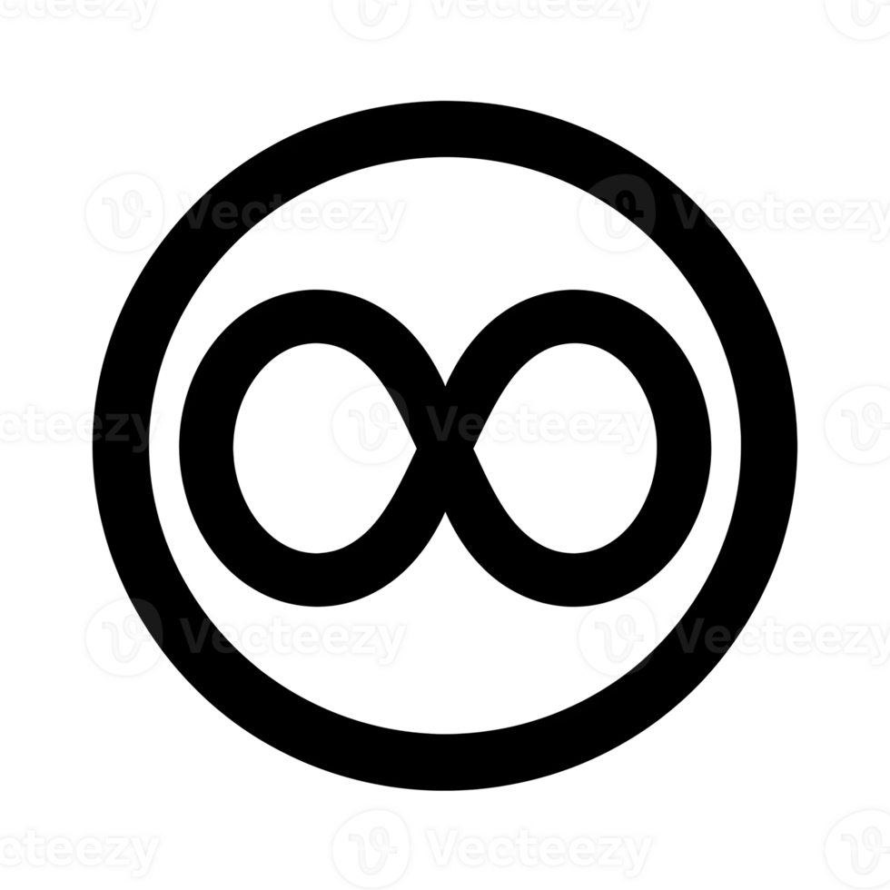 Infinity Loop Symbol In Circle Black Outline Icon on Transparent ...