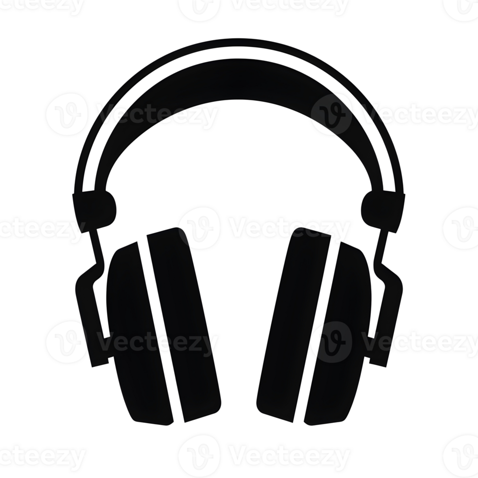 Headphones Black Outline Icon on Transparent Background png