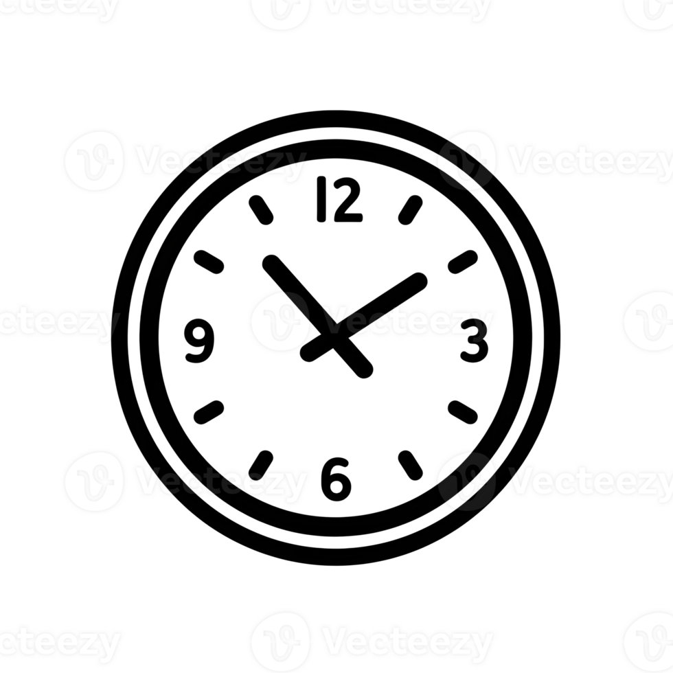 Clock Black Outline Icon on Transparent Background png