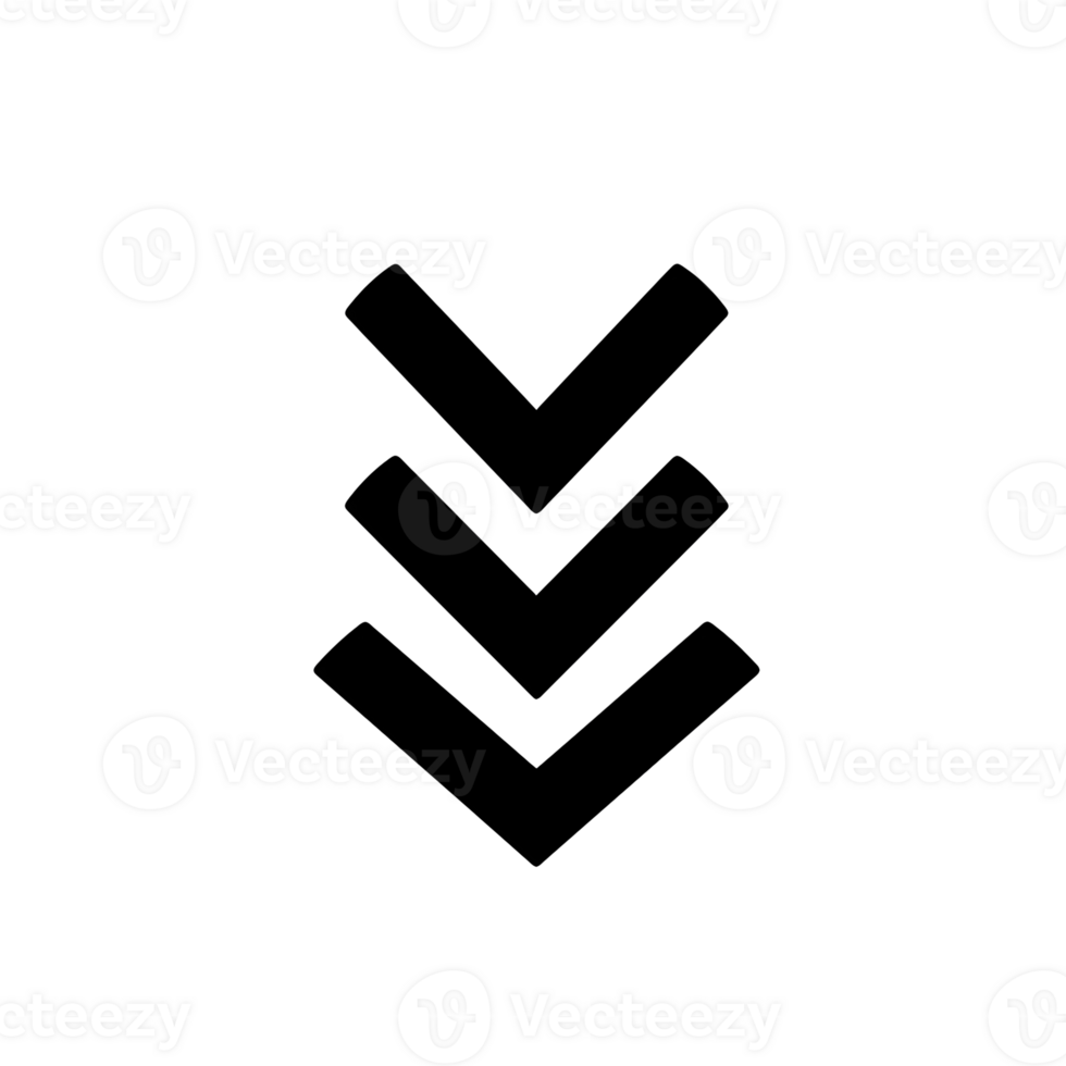 Downward Chevron Black Outline Icon on Transparent Background png