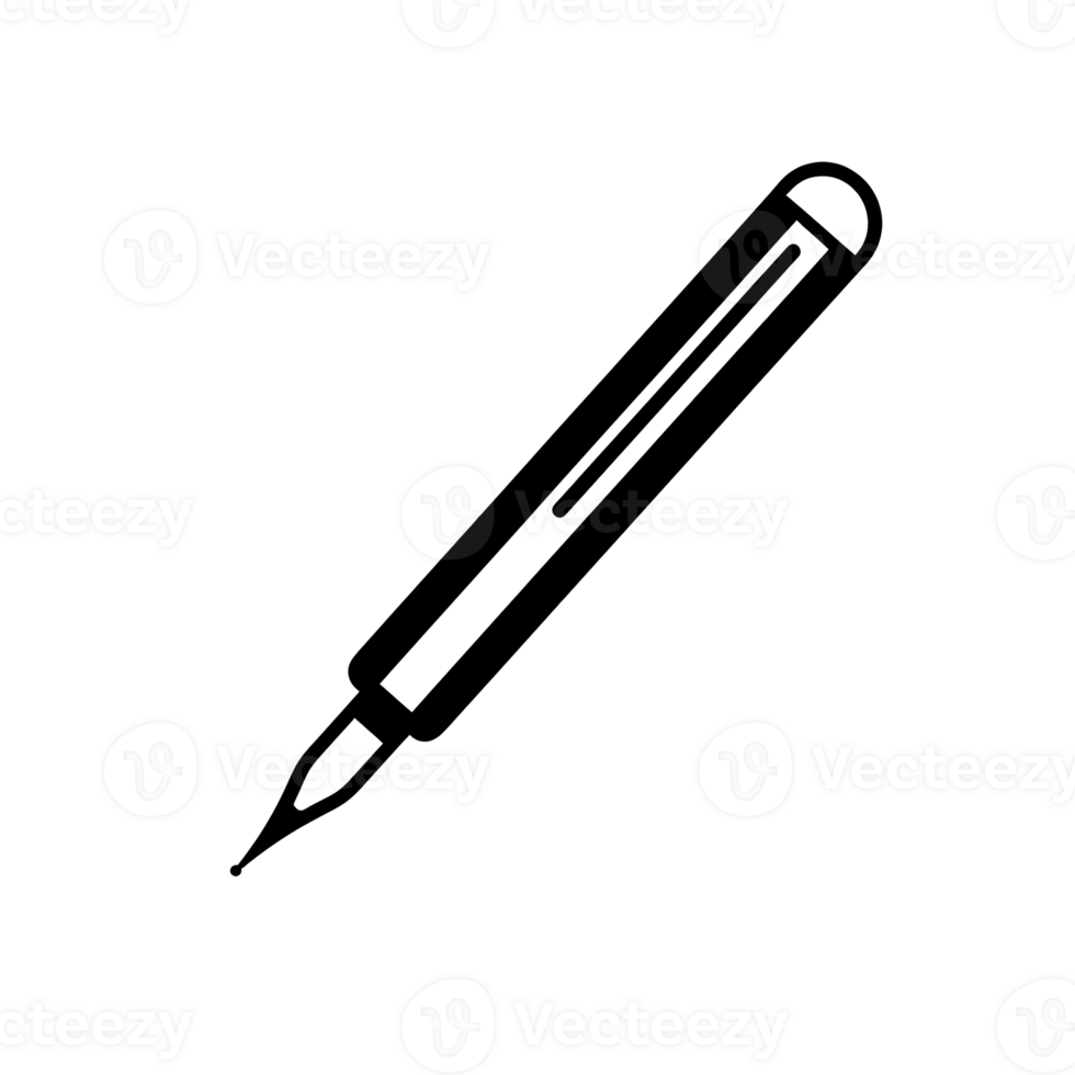 Fountain Pen Black Outline Icon on Transparent Background png