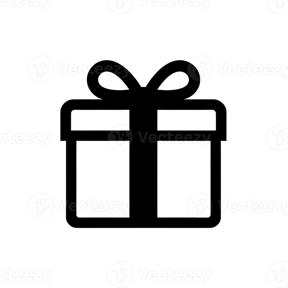 Wrapped Gift Black Outline Icon on Transparent Background png