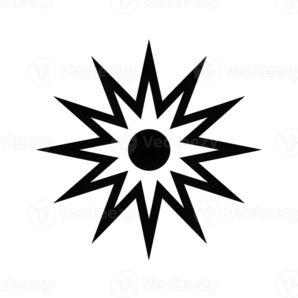 Starburst Black Outline Icon on Transparent Background png