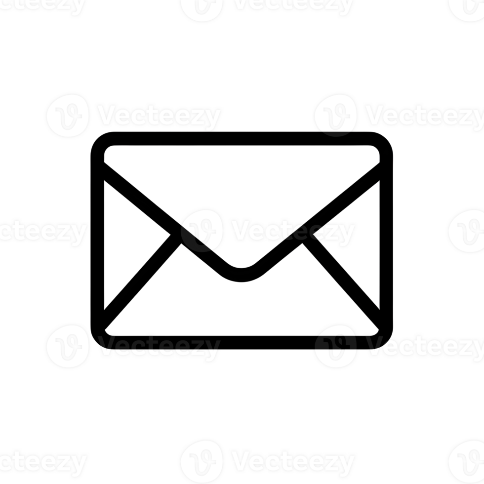 Envelope Mail Black Outline Icon on Transparent Background png