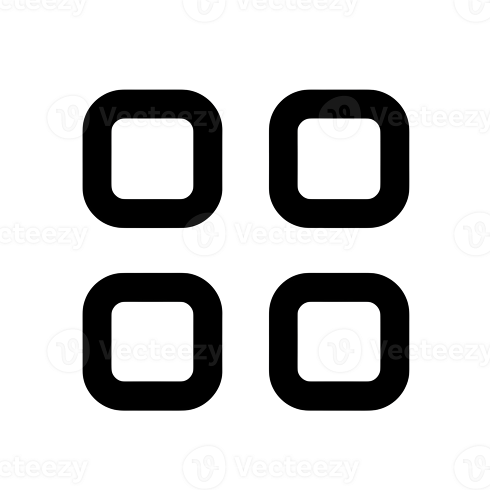 App Grid Black Outline Icon on Transparent Background png