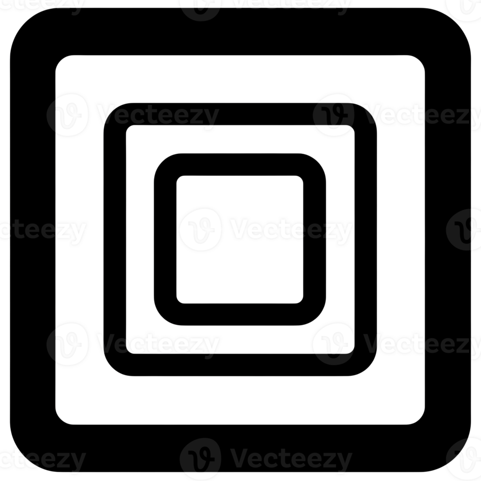 Concentric Squares Black Outline Icon on Transparent Background png
