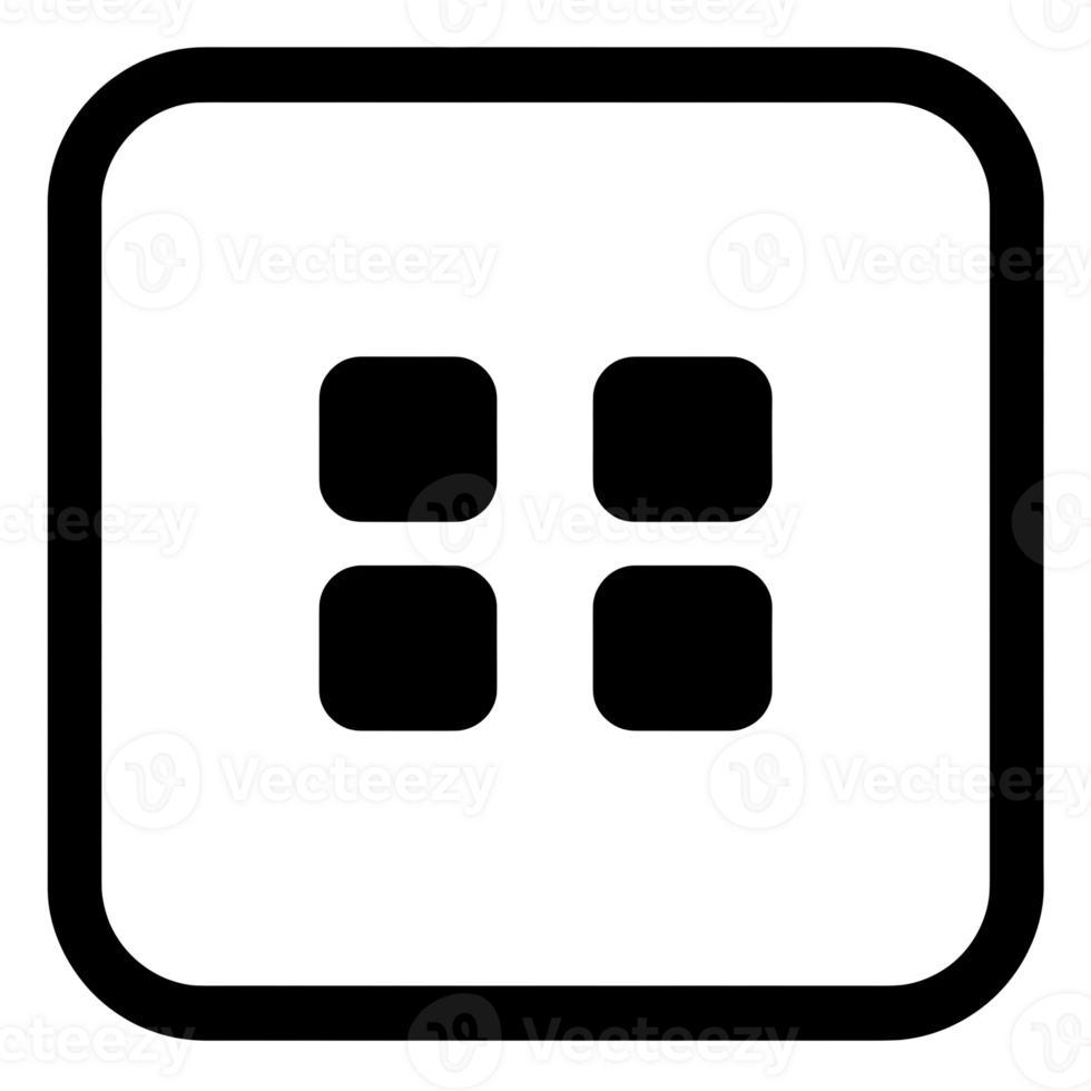 App Grid Interface Black Outline Icon on Transparent Background png