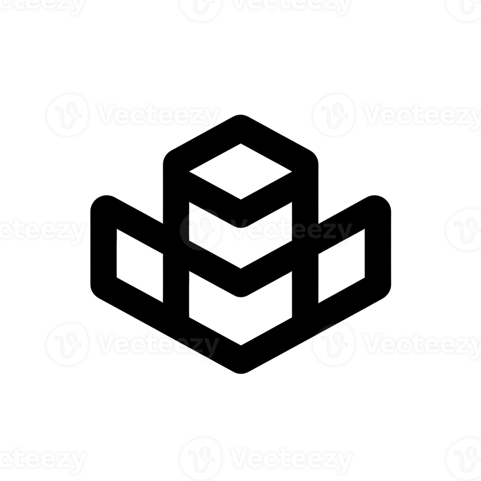 Stacked Boxes Black Outline Icon on Transparent Background png