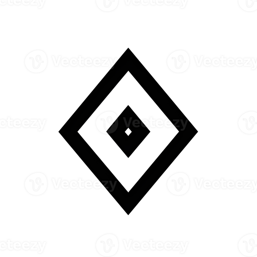 Diamond Shape Black Outline Icon on Transparent Background png