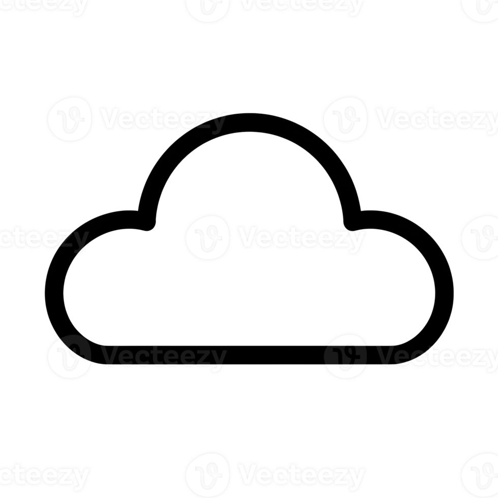 Fluffy Cloud Black Outline Icon on Transparent Background png