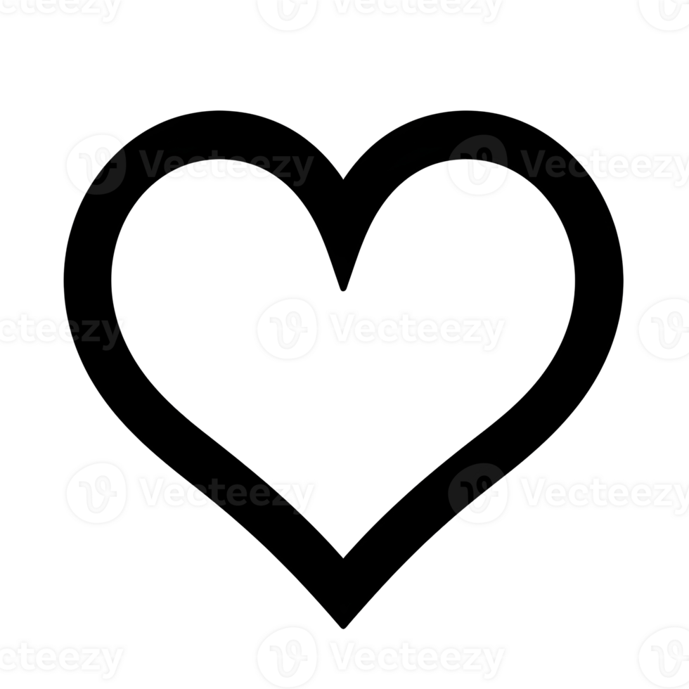Love Heart Black Outline Icon on Transparent Background png