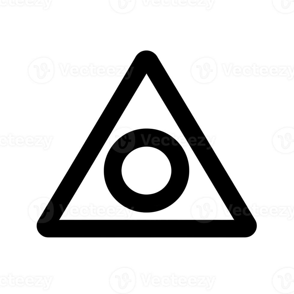 Triangle Symbol With Circle Inside Black Outline Icon on Transparent Background png