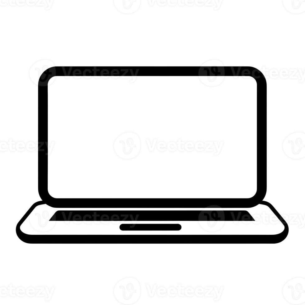 Laptop Computer Black Outline Icon on Transparent Background png