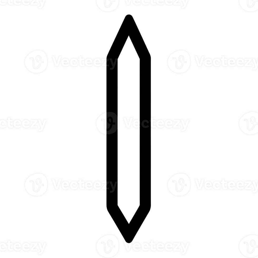Vertical Crystal Black Outline Icon on Transparent Background png