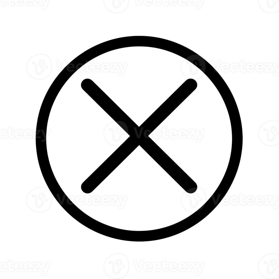 Large Crossed Circle Black Outline Icon on Transparent Background png