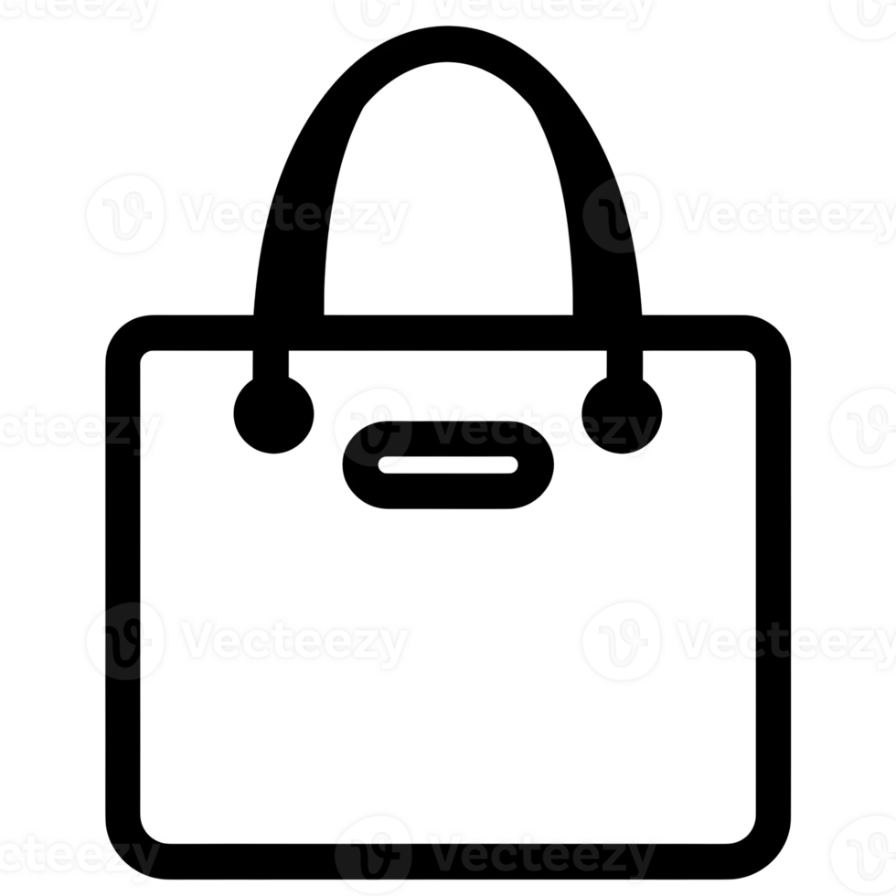 Shopping Tote Black Outline Icon on Transparent Background png