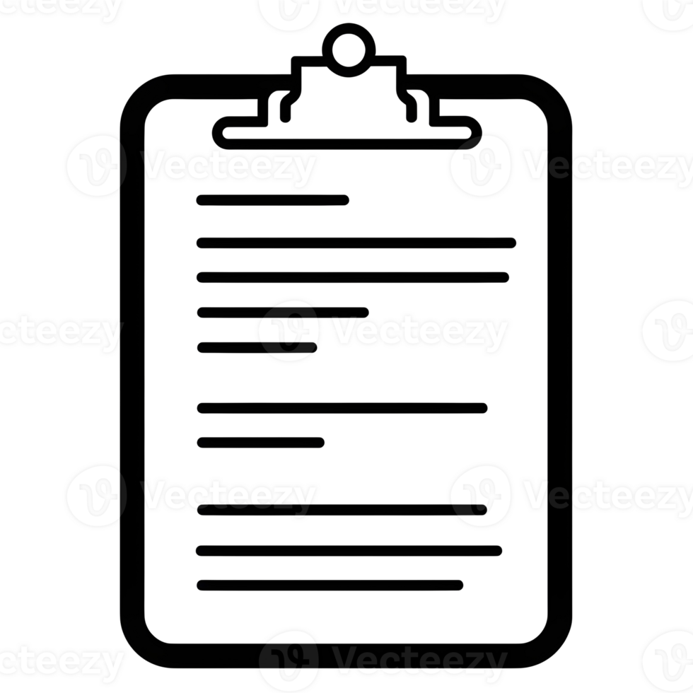 Clipboard With Written Paper Black Outline Icon on Transparent Background png