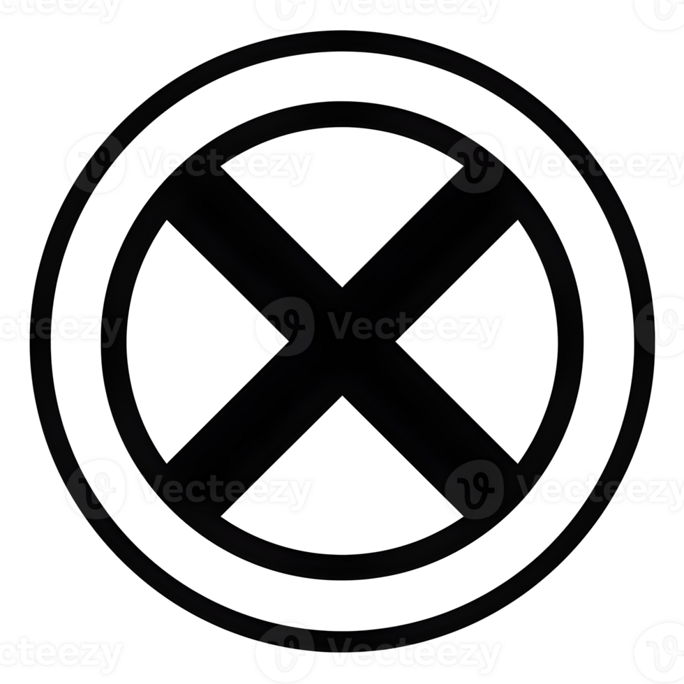 Bold Crossed Circle Black Outline Icon on Transparent Background png