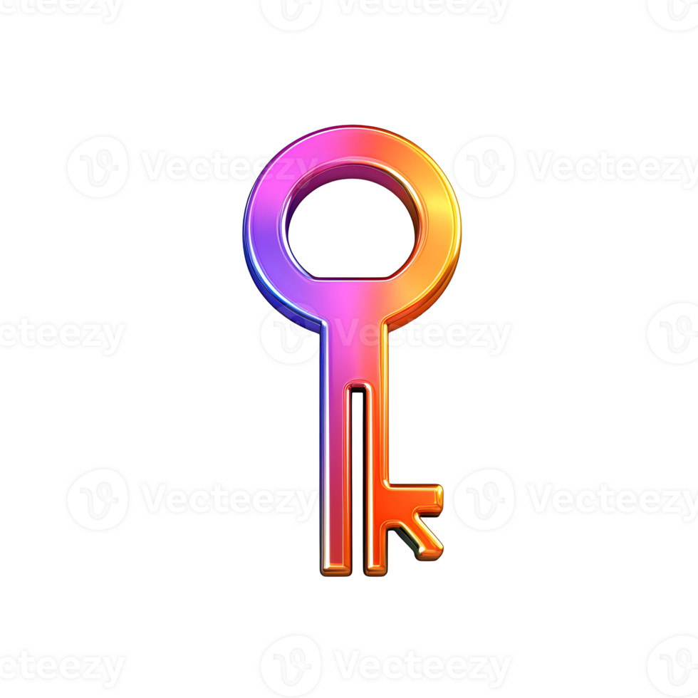 Small Key Gradient 3D Icon On Transparent Background png