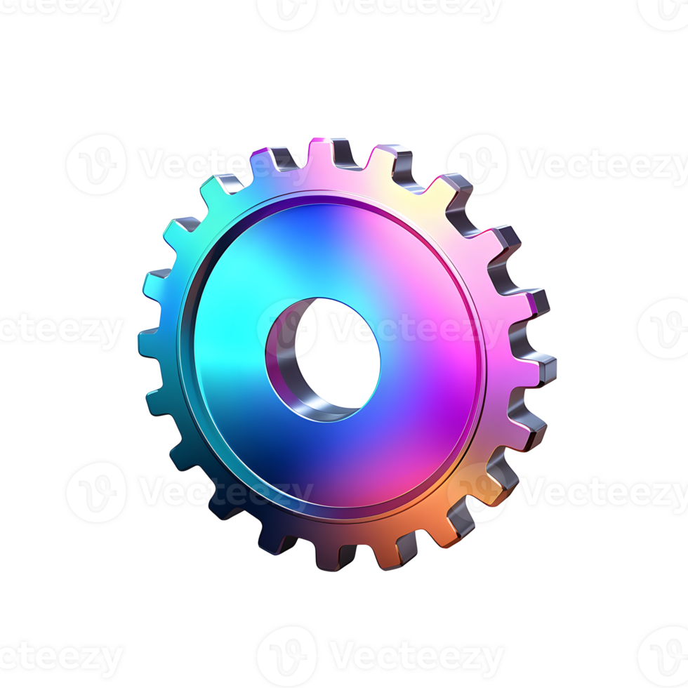 Metallic Gear Gradient 3D Icon On Transparent Background png