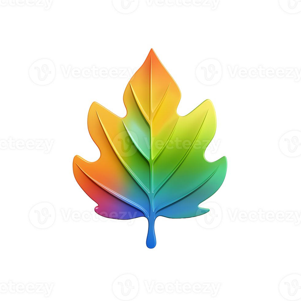 Autumn Leaf Gradient 3D Icon On Transparent Background png