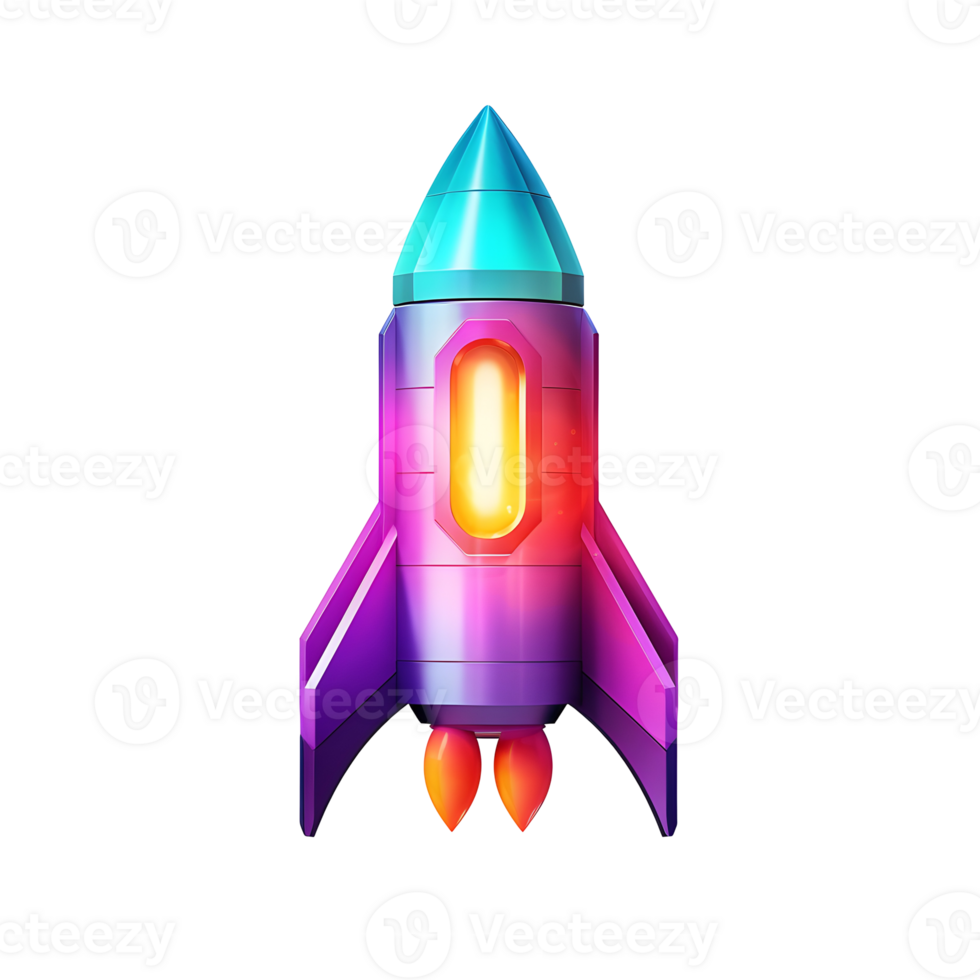 Space Rocket Gradient 3D Icon On Transparent Background png