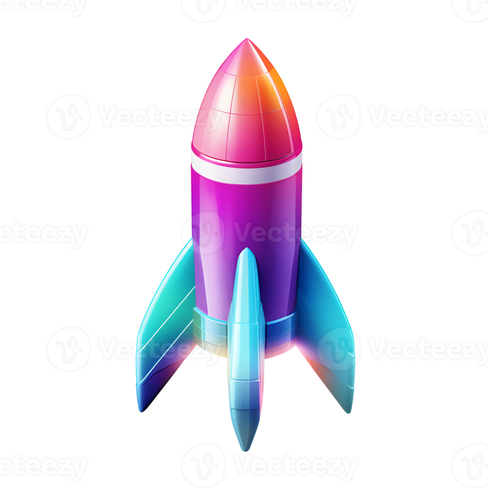 Modern Rocket Gradient 3D Icon On Transparent Background png