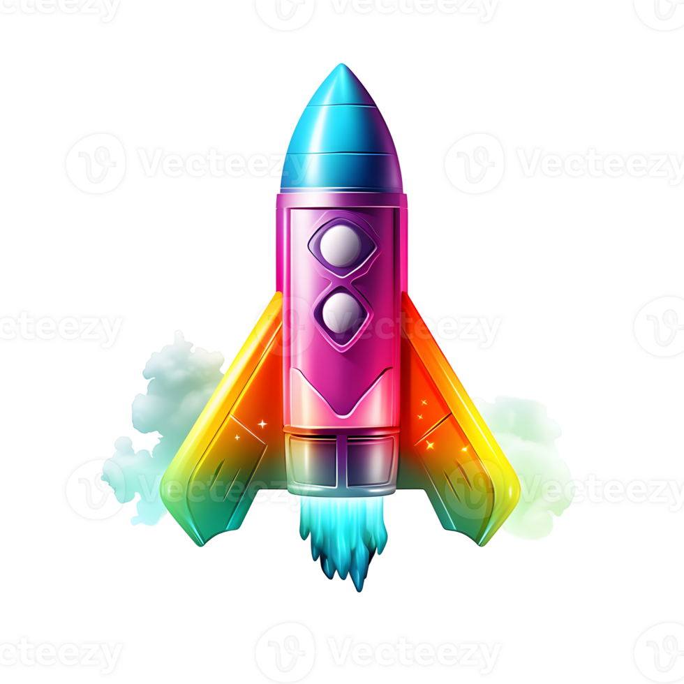 Futuristic Rocket Gradient 3D Icon On Transparent Background png