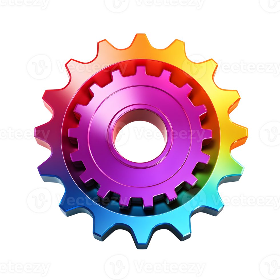 Precision Gear Gradient 3D Icon On Transparent Background png