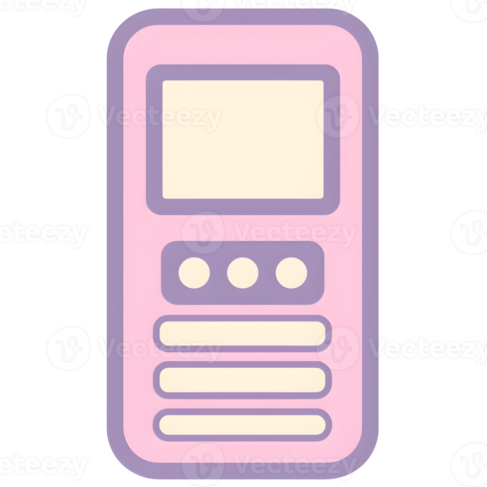Old School Mobile Phone Pastel Icon On Transparent Background png