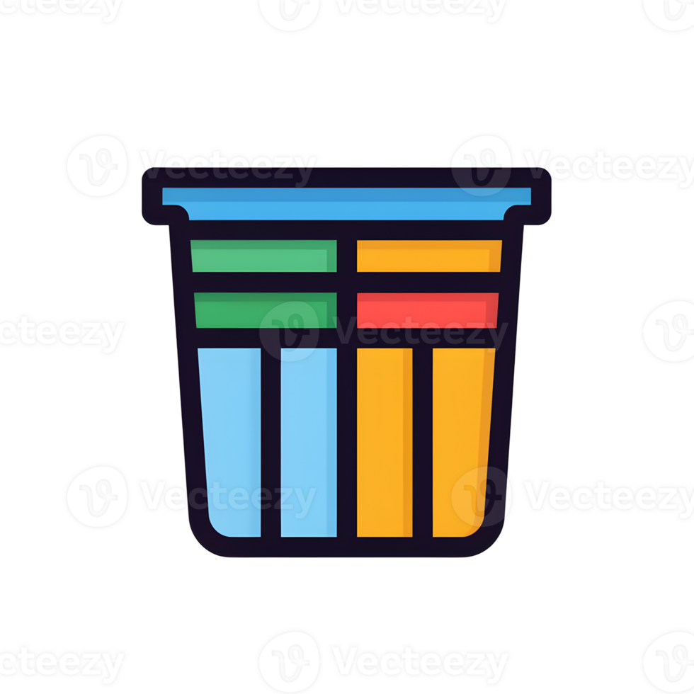 Trash Bin Lineal Color Icon On Transparent Background png