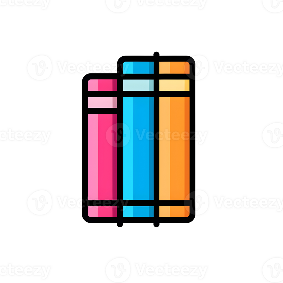 Books Stack Lineal Color Icon On Transparent Background png