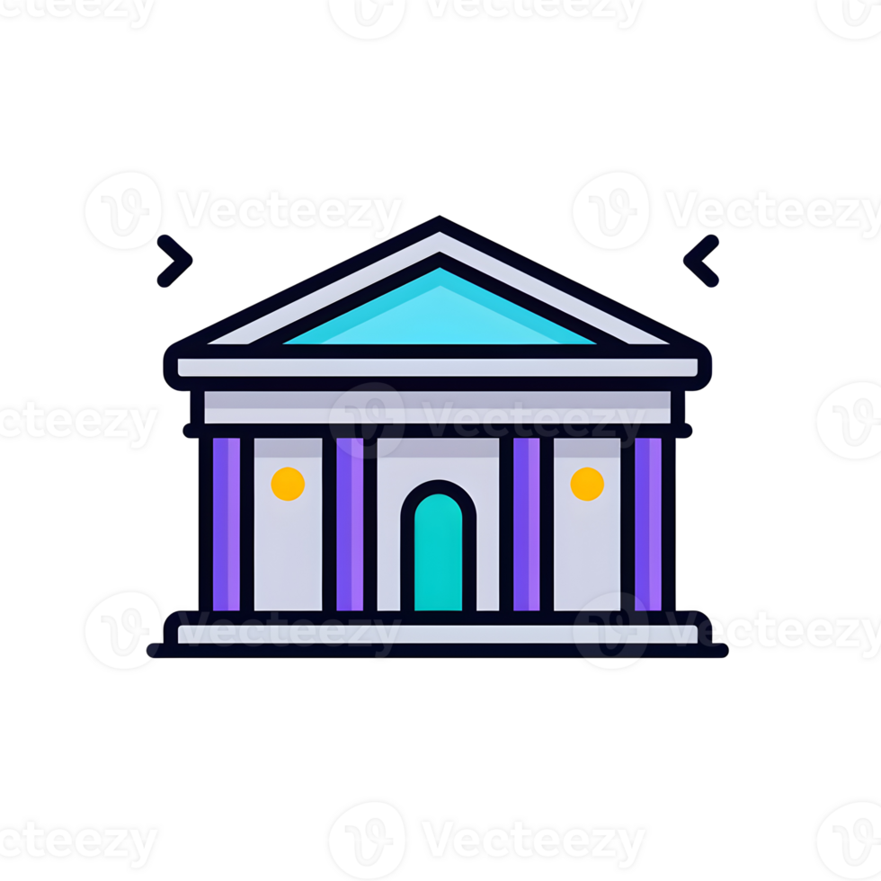 Administration Building Lineal Color Icon On Transparent Background png