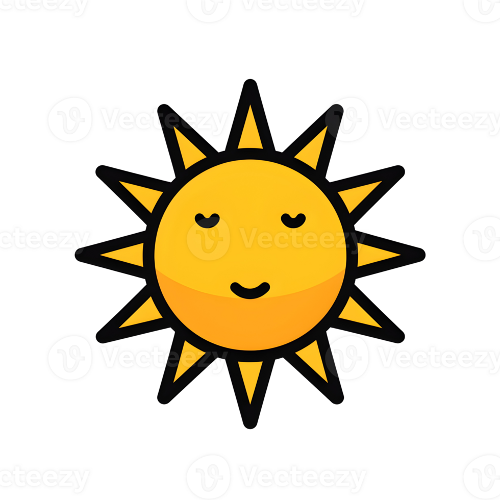 Smiling Sun Lineal Color Icon On Transparent Background png