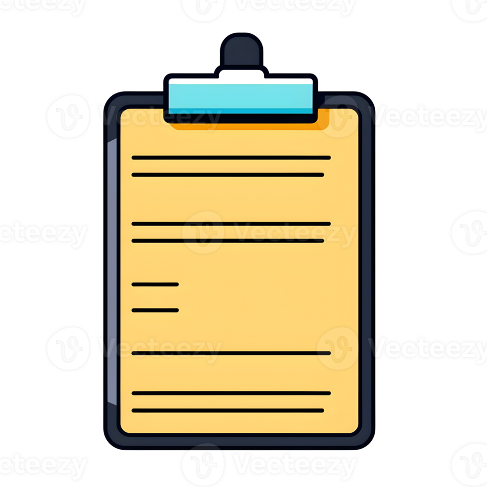 Yellow Clipboard With Paper Lineal Color Icon On Transparent Background png