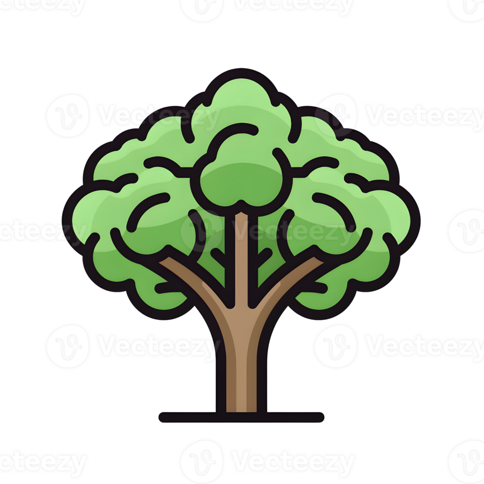 Green Tree Lineal Color Icon On Transparent Background png