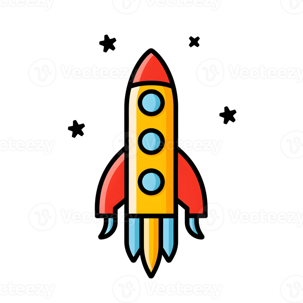 Rocket Lineal Color Icon On Transparent Background png