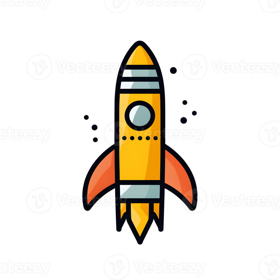 Bright Rocket Launch Lineal Color Icon On Transparent Background png